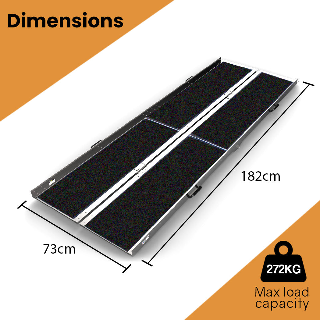 182cm Portable Folding Aluminium Access Ramp with 272kg Capacity, Non-Slip Surface