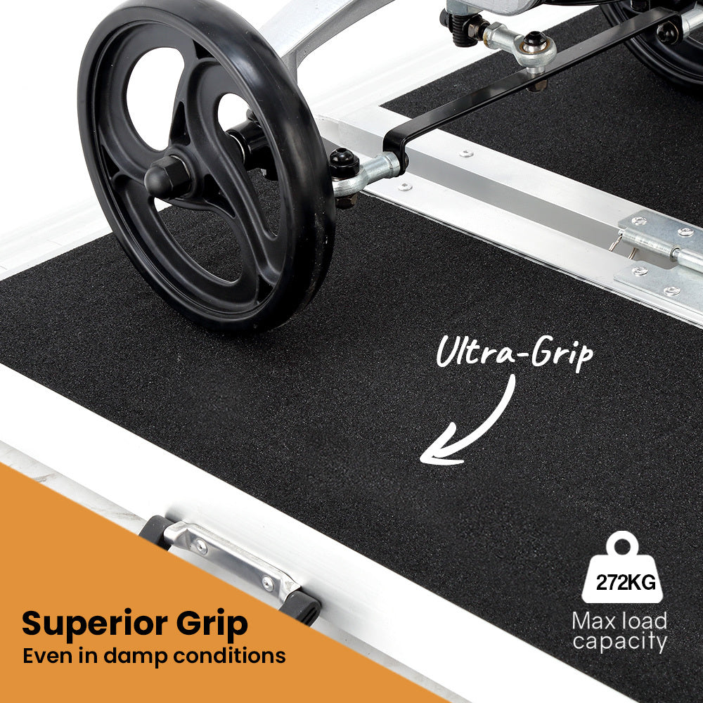 182cm Portable Folding Aluminium Access Ramp with 272kg Capacity, Non-Slip Surface