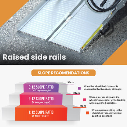 182cm Portable Aluminium Ramp, 272kg Capacity, for Wheelchairs & Scooters