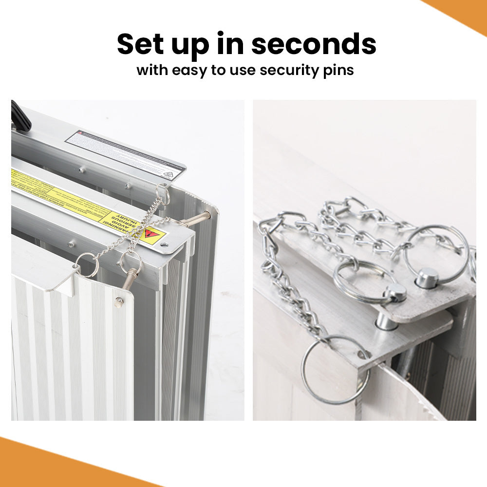 182cm Portable Aluminium Ramp, 272kg Capacity, for Wheelchairs & Scooters