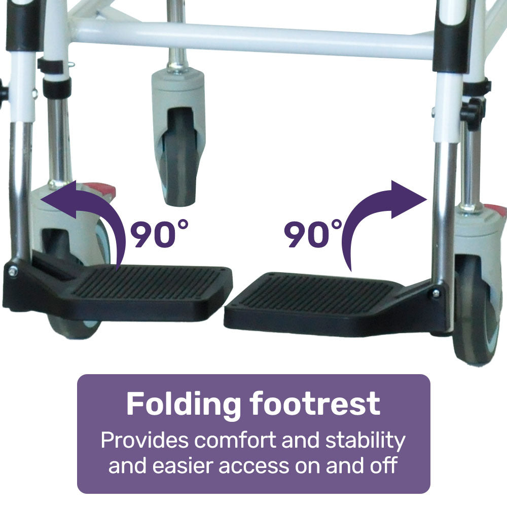 Aluminium Commode Shower Chair with Wheels, 0.125m Tyres, 136kg Capacity