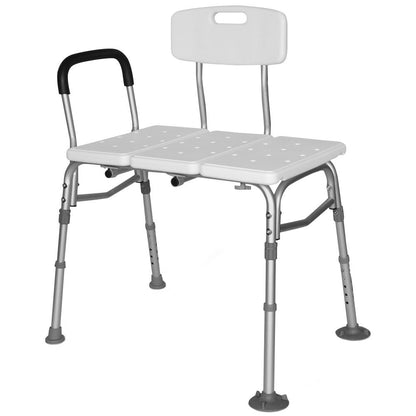 Adjustable Bath Transfer Bench for Seniors, 125kg Capacity, White