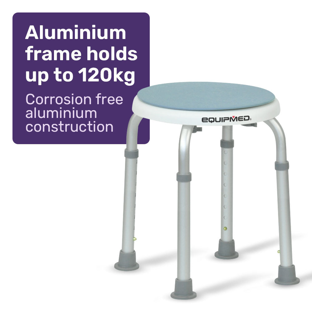 Adjustable Shower Chair with 360-Degree Swivel Seat, 0.35-0.53m Height Range