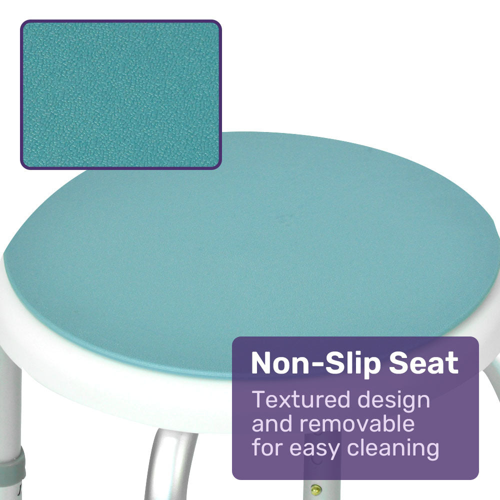 Adjustable Shower Chair with 360-Degree Swivel Seat, 0.35-0.53m Height Range