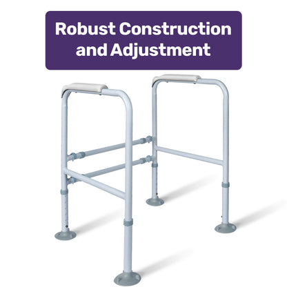 Adjustable Over Toilet Support Frame with Safety Rails, 125kg Capacity