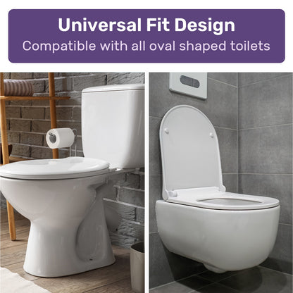 Raised Toilet Seat with Lid - 0.1m Riser, 125kg Capacity, Universal Fit, White
