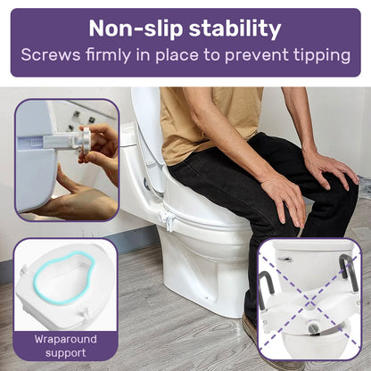 Raised Toilet Seat with Lid - 0.1m Riser, 125kg Capacity, Universal Fit, White