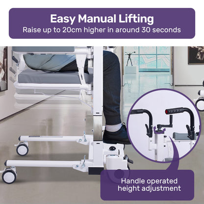 4-in-1 Patient Lift Chair: Height Adjustable, Shower, Toilet, Commode Use