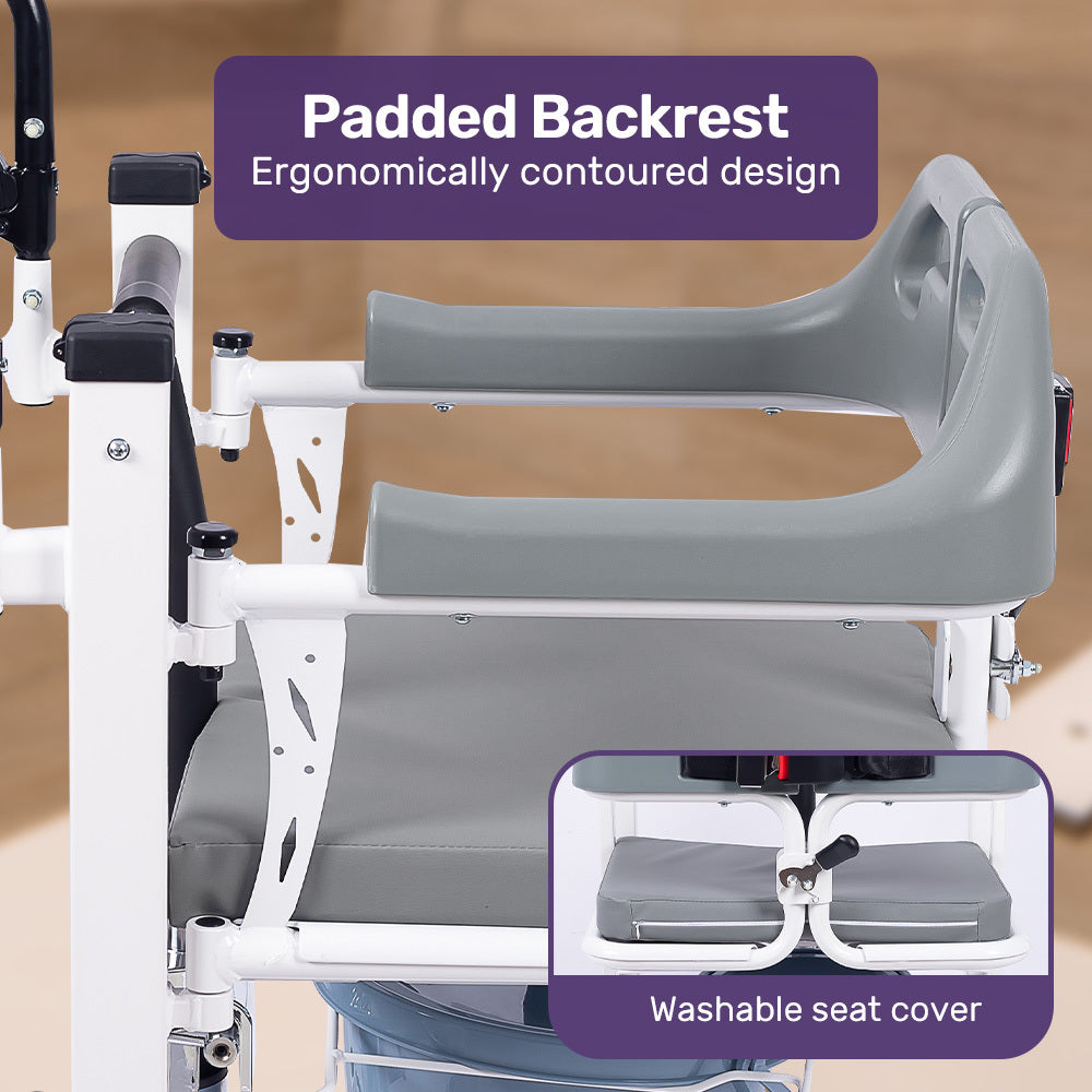 Hydraulic 4-in-1 Patient Lift Chair, Shower & Commode, 120kg Capacity