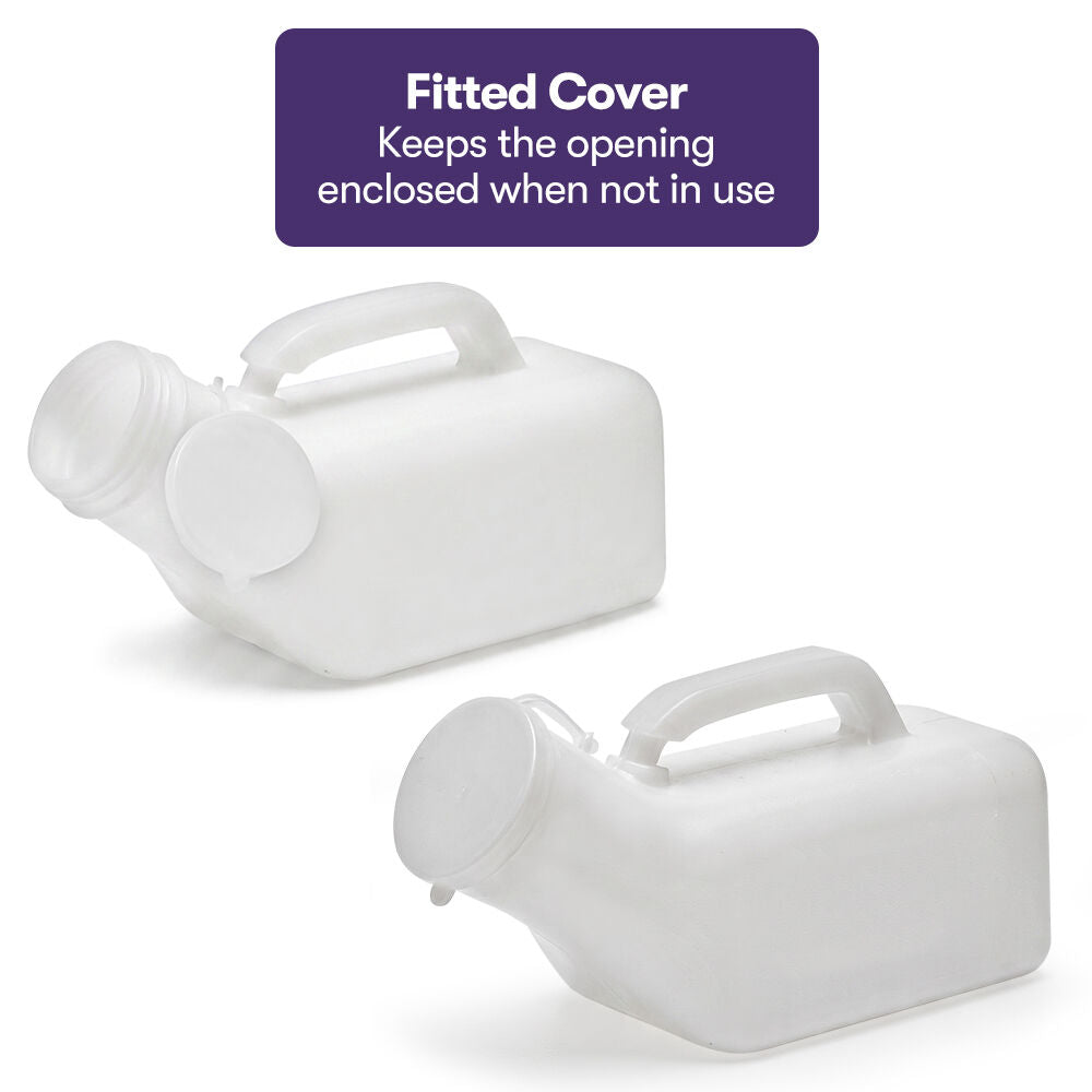 1L Portable Unisex Urinal Bottle with Female Attachment, White