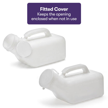 1L Portable Unisex Urinal Bottle with Female Attachment, White