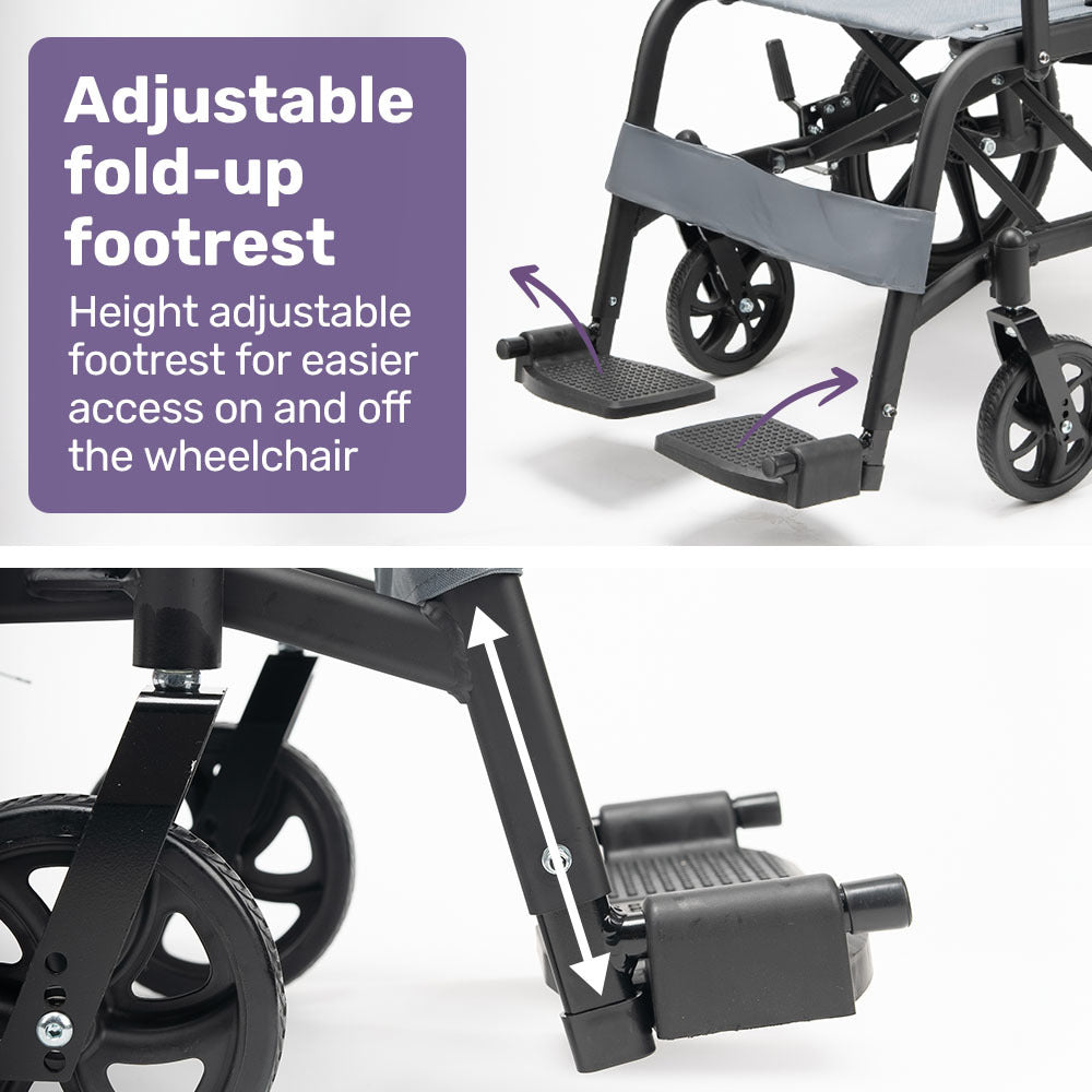 Lightweight Folding Transit Wheelchair, Easy Transport, 0.4m Wheels, 11kg