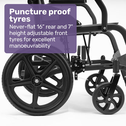 Lightweight Folding Transit Wheelchair, Easy Transport, 0.4m Wheels, 11kg