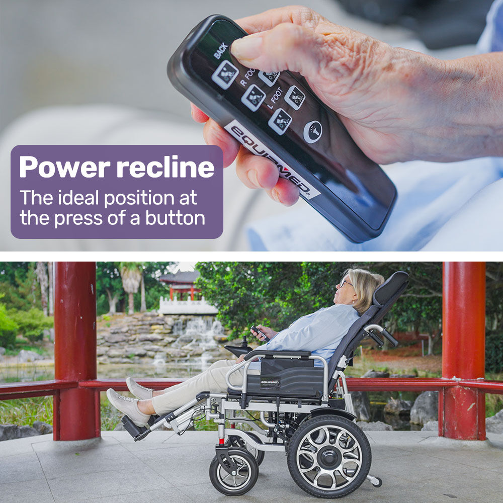 Electric Wheelchair with 20km Range, Recline, 1.1m Turn Radius, Foldable Design