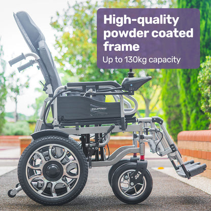 Electric Wheelchair with 20km Range, Recline, 1.1m Turn Radius, Foldable Design