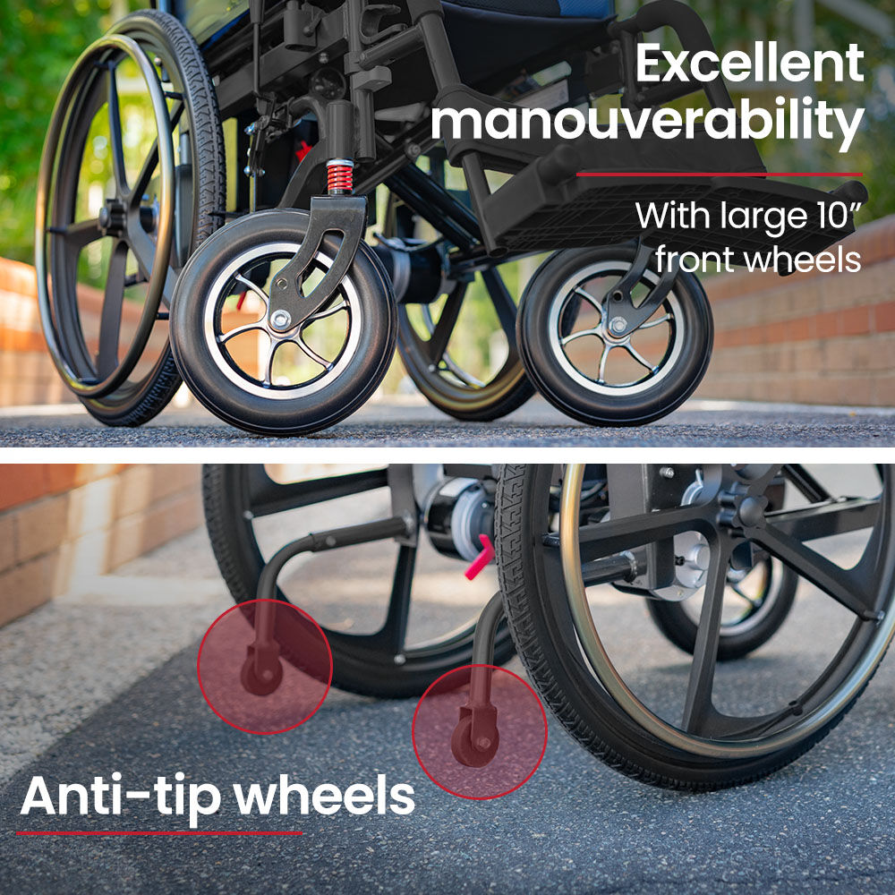 Foldable Electric Wheelchair, 12km Range, 1.1m Turn, 130kg Capacity, 24" Wheels