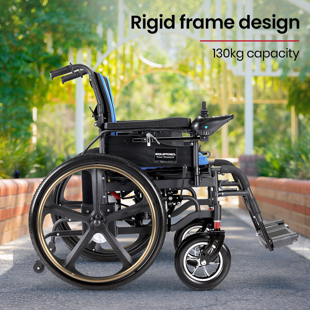 Foldable Electric Wheelchair, 12km Range, 1.1m Turn, 130kg Capacity, 24" Wheels