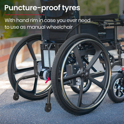 Foldable Electric Wheelchair, 12km Range, 1.1m Turn, 130kg Capacity, 24" Wheels