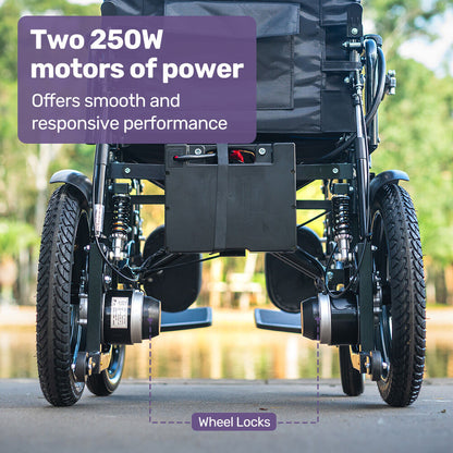 Long-Range Electric Wheelchair with Recline, XL Seat, 1.1m Turn, 20km Range