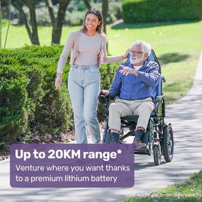 Long-Range Electric Wheelchair with Recline, XL Seat, 1.1m Turn, 20km Range