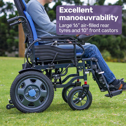 Long-Range Electric Wheelchair with Recline, XL Seat, 1.1m Turn, 20km Range