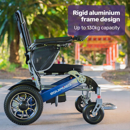 Electric Folding Wheelchair with Long Range, 1m Turning Circle, 130kg Capacity