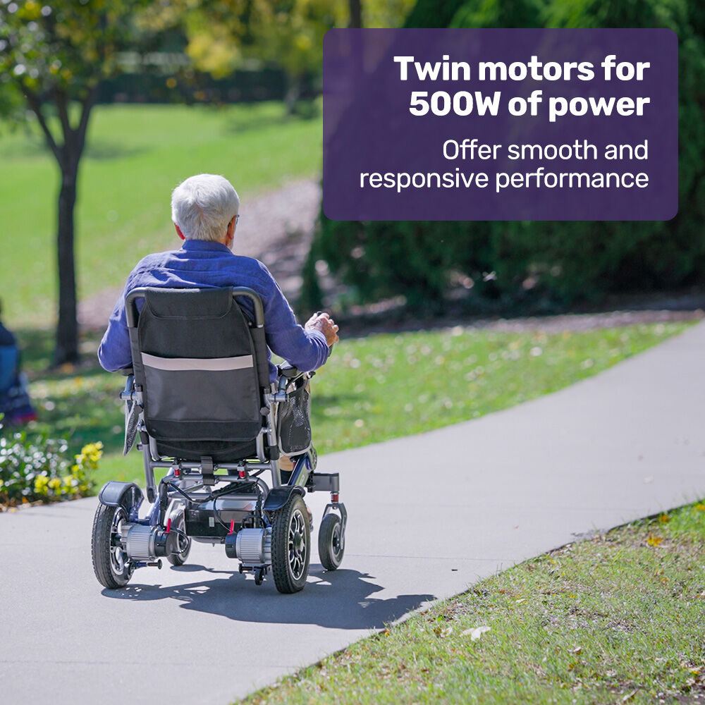 Electric Folding Wheelchair with Long Range, 1m Turning Circle, 130kg Capacity