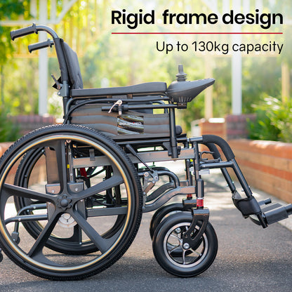Foldable Electric Wheelchair with 12km Range, Lithium Battery, 1.1m Turn Radius