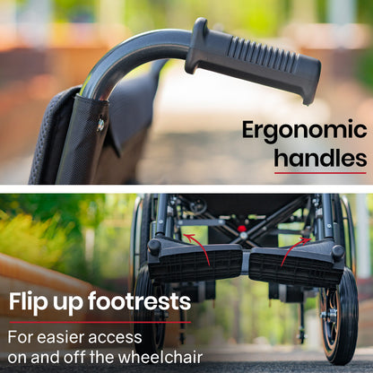 Foldable Electric Wheelchair with 12km Range, Lithium Battery, 1.1m Turn Radius