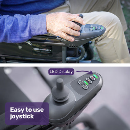Foldable Electric Wheelchair with 20km Range, 1.1m Turning Circle, 130kg Capacity