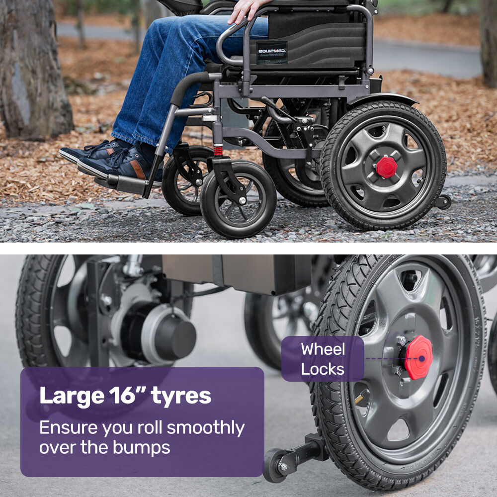 Foldable Electric Wheelchair with 20km Range, 1.1m Turning Circle, 130kg Capacity