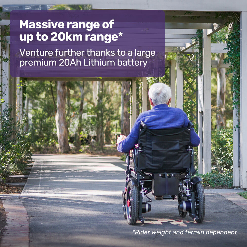 Foldable Electric Wheelchair with 20km Range, 1.1m Turning Circle, 130kg Capacity