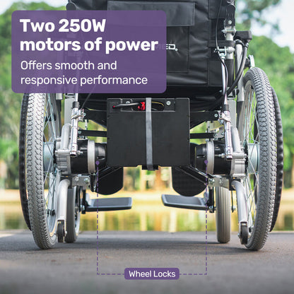Electric Foldable Wheelchair with XL Bariatric Seat, 15km Range, 1.1m Turn Circle