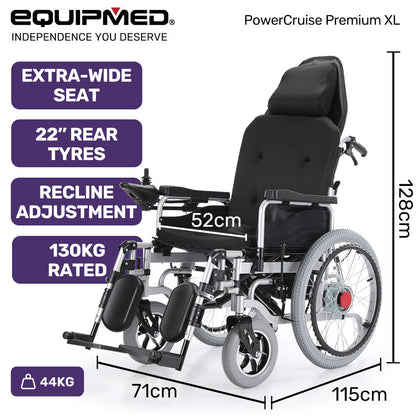 Electric Foldable Wheelchair with XL Bariatric Seat, 15km Range, 1.1m Turn Circle