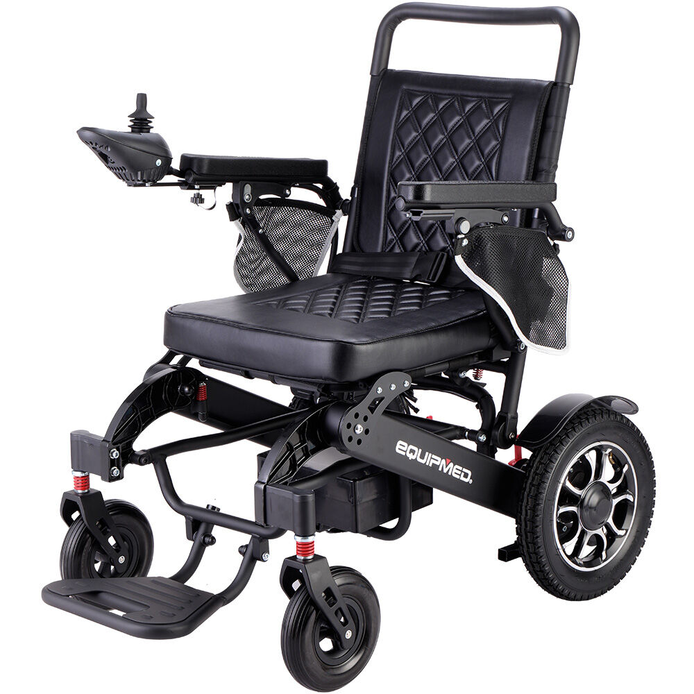 Folding Electric Wheelchair, Long Range, Aluminium Frame, 130kg Capacity, Black
