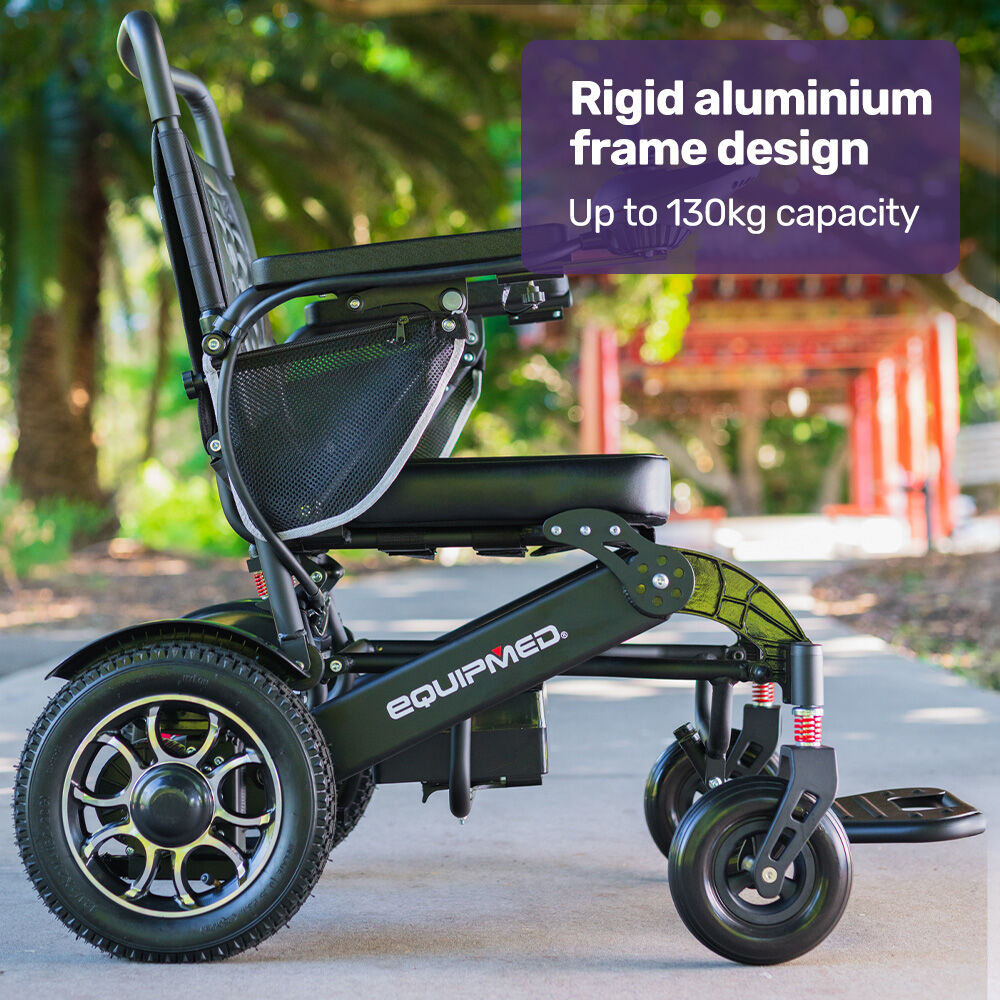 Folding Electric Wheelchair, Long Range, Aluminium Frame, 130kg Capacity, Black