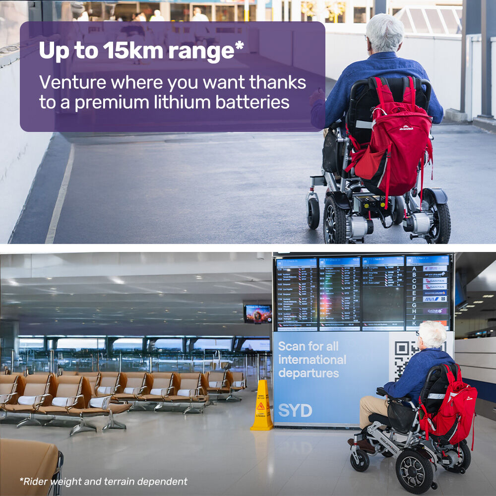 Electric Wheelchair, Lightweight, Foldable, 15km Range, Airline Approved