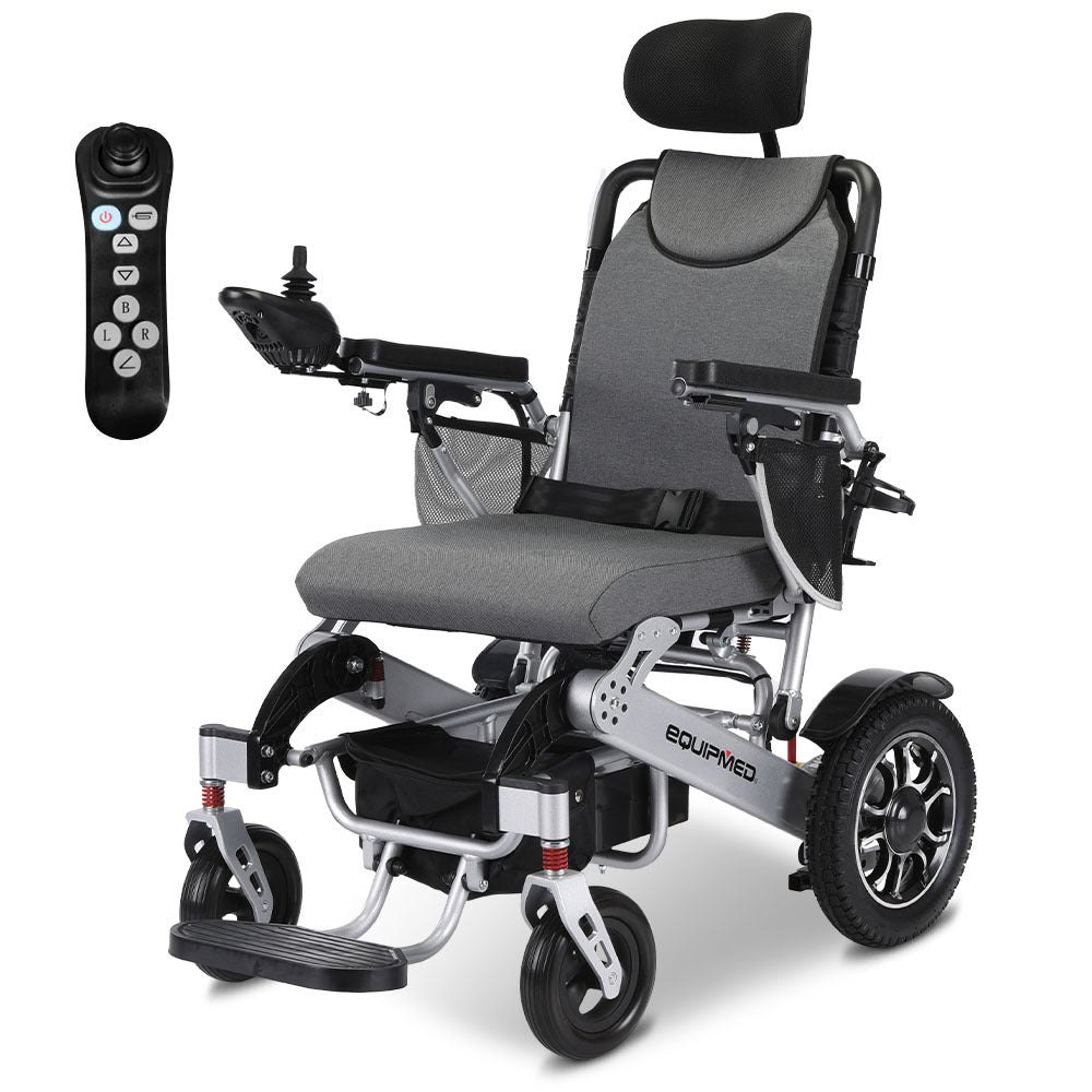 Electric Folding Wheelchair with 15km Range and Remote Control, 130kg Capacity