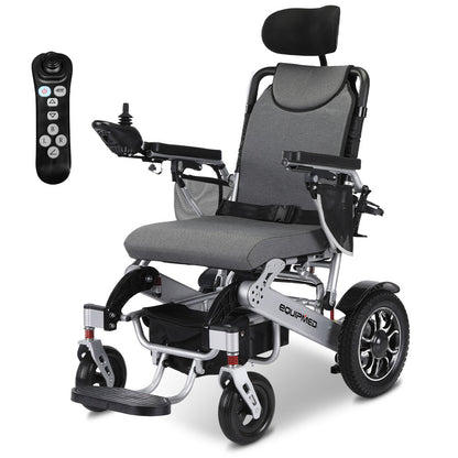Electric Folding Wheelchair with 15km Range and Remote Control, 130kg Capacity
