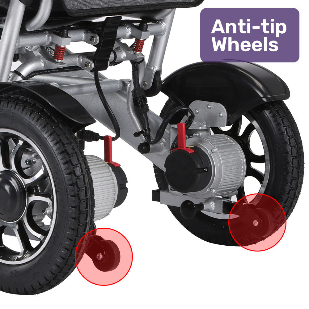 Electric Folding Wheelchair with 15km Range and Remote Control, 130kg Capacity