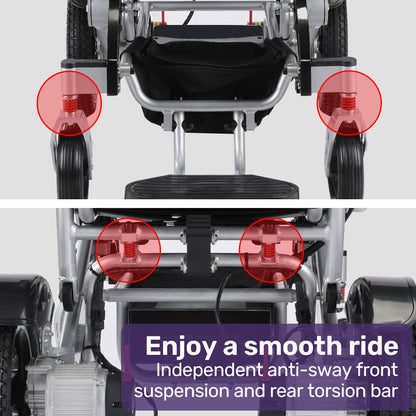 Electric Folding Wheelchair with 15km Range and Remote Control, 130kg Capacity