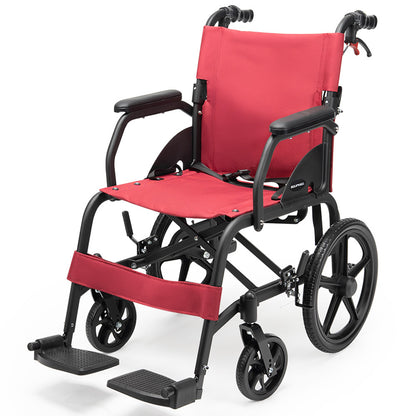 Lightweight Folding Aluminium Transit Wheelchair, 11kg, Adjustable for Comfort