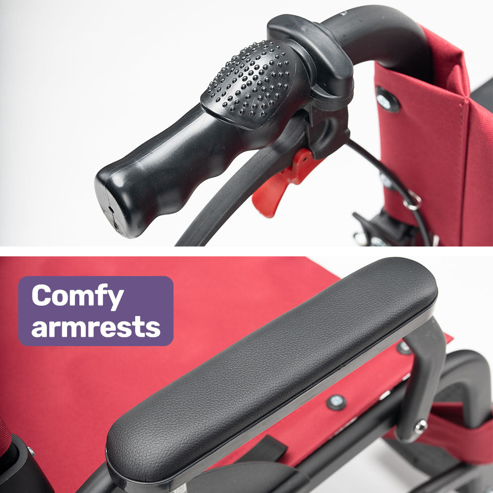 Lightweight Folding Aluminium Transit Wheelchair, 11kg, Adjustable for Comfort