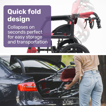 Lightweight Folding Aluminium Transit Wheelchair, 11kg, Adjustable for Comfort