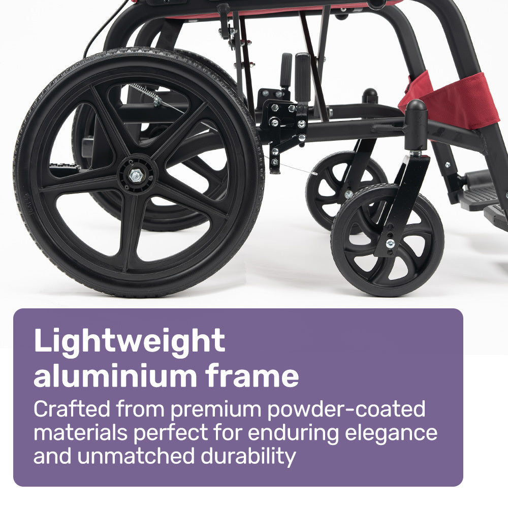 Lightweight Folding Aluminium Transit Wheelchair, 11kg, Adjustable for Comfort