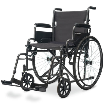XL-Wide Quick-Folding Wheelchair, 0.61m Rear Tyres, 136kg Capacity, Dark Grey