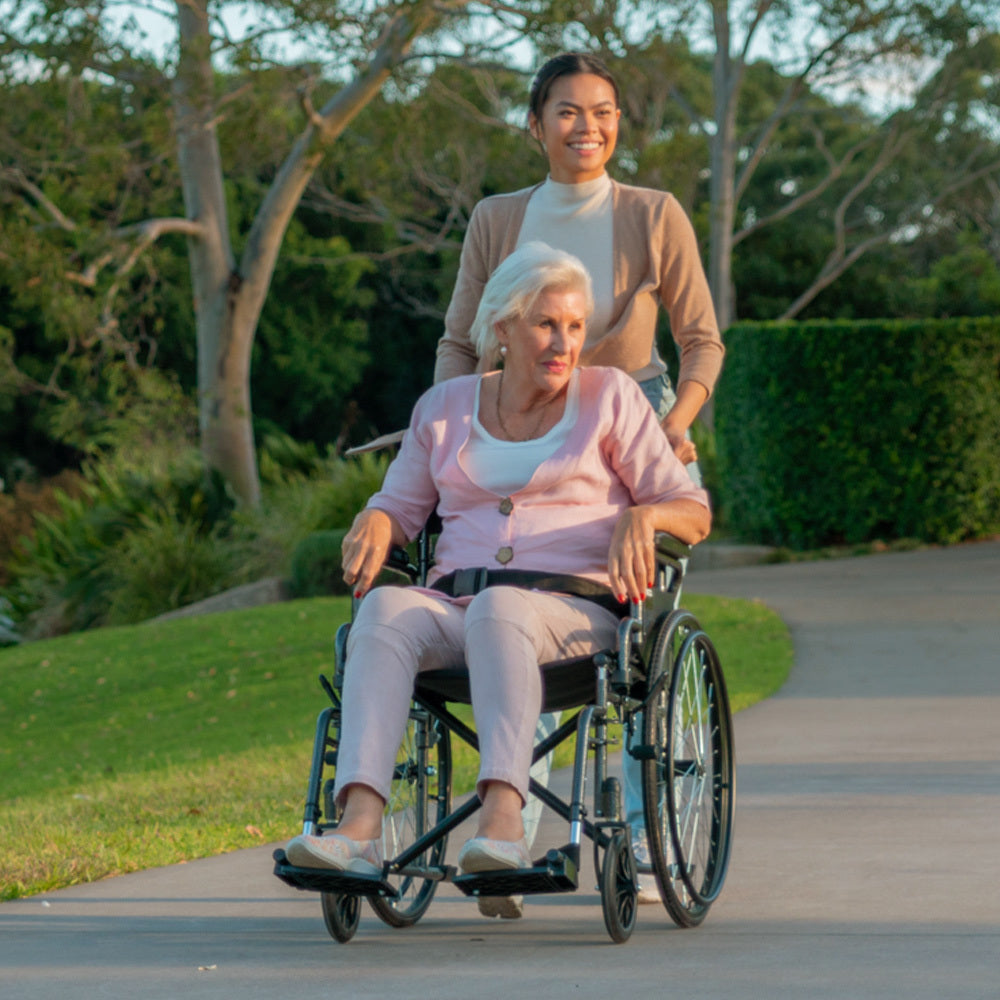 XL-Wide Quick-Folding Wheelchair, 0.61m Rear Tyres, 136kg Capacity, Dark Grey