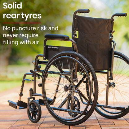 XL-Wide Quick-Folding Wheelchair, 0.61m Rear Tyres, 136kg Capacity, Dark Grey