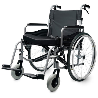 Extra-Wide Folding Wheelchair, 150kg Capacity, 0.6m Seat, 0.6m Tyres, Aluminium Frame