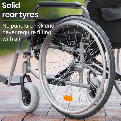 Extra-Wide Folding Wheelchair, 150kg Capacity, 0.6m Seat, 0.6m Tyres, Aluminium Frame